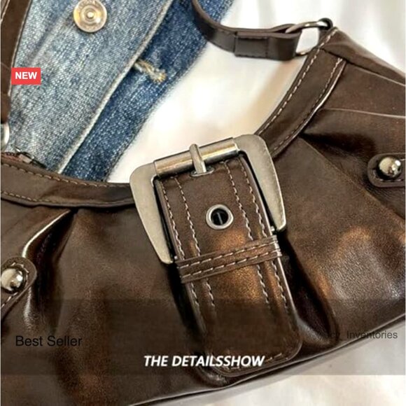 Amazon.com: Vintage Buckle Punk Purse for Women, Retro Y2K  Y2K Hobo Shoulder Bag Punk Goth Faux Leather Small Handbag Clutch Purse